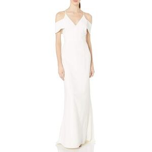 HALSTON HERITAGE - Cold Shoulder Evening Gown in White (size 2)